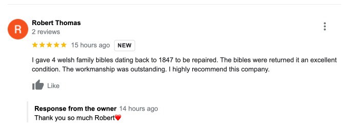 Old Bible restoration job